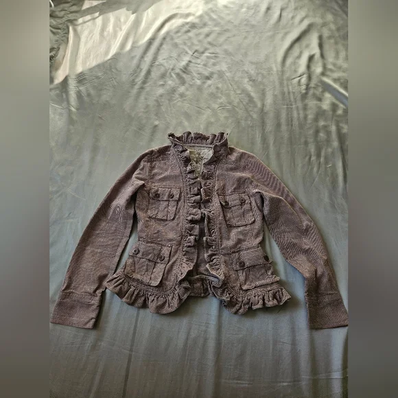 Vintage  Nick & Mo  Ruffled micro-check Dusty Rose Jacket Size S - Picture 7 of 11